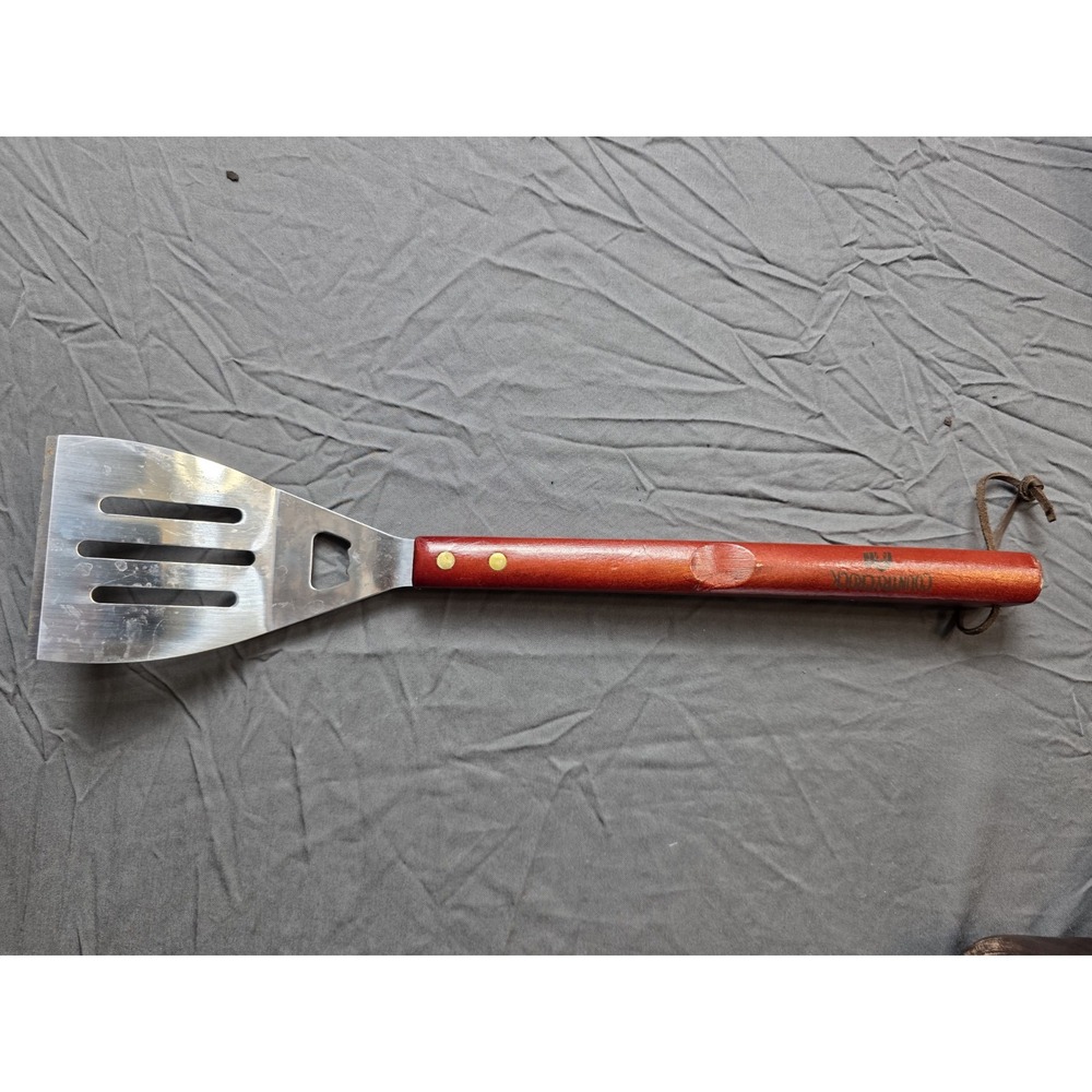 Country Crock BBQ Grill Spatula Wood Handle Bottle Opener Stainless Steel Turner